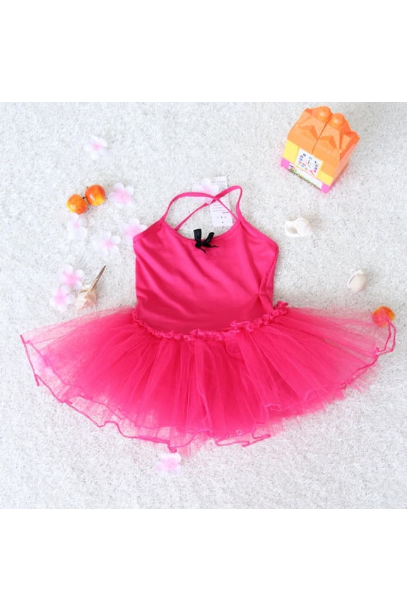 Girls Ballet Dance Dresses Swan Style Sleeveless Spaghetti Strap Leotard with Crotch Snap Fluffy Tutu Skirt for Dance Class Practice Stage Performance and Show 3-11 Years