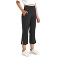 thumbnail image 1 of Maqroz Girls Flare Capri Pants High Waisted Stretchy Yoga Split Hem Summer Athletic Gym Trousers with Pockets Back to School pants 6-15 Years, 1 of 8
