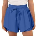 thumbnail image 1 of Maqroz Girls Flowy Dolphin Shorts Elastic Waist Layered Loose Bottoms Lightweight Comfy Beach Vacation Outdoor Athletic Shorts 6-15 Years, 1 of 8