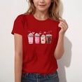 thumbnail image 1 of Maqroz Girls Graphic T-Shirts Short Sleeve Casual Summer Tops Kids Sweet Heart Drink Print Daily Playwear Holiday Vacation Active Clothing Wardrobe Basics School Blouses Size 3-15 Years, 1 of 5