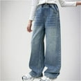 thumbnail image 1 of Maqroz Girls Jeans Wide Leg High Waisted Stretchy Denim Casual Summer Trousers Loose Fit School Bottoms back to school pants 5-15 Years, 1 of 7