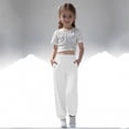 thumbnail image 1 of Maqroz Girls Joggers Elastic Waist French Terry Sweatpants Tapered Leg Casual Sports Running Trousers 3-14 Years, 1 of 8