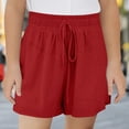 thumbnail image 1 of Maqroz Girls Linen Shorts Solid Color Elastic Waist Casual Summer Shorts with Side Pockets Loose Fit Bottoms 3-13 Years, 1 of 8
