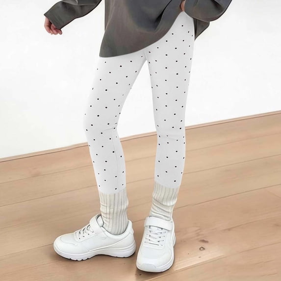 Maqroz Girls Polka Dot Pants Elastic Waist Stretchy Slim Fit yoga leggings Summer Casual Lightweight Breathable Trousers 2-13 Years