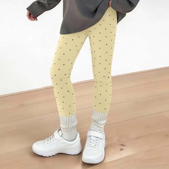 Maqroz Girls Polka Dot Pants Elastic Waist Stretchy Slim Fit yoga leggings Summer Casual Lightweight Breathable Trousers 2-13 Years