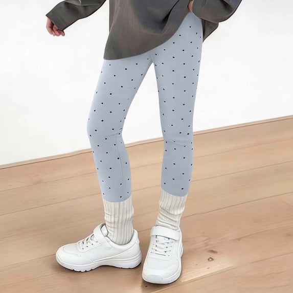 Maqroz Girls Polka Dot Pants Elastic Waist Stretchy Slim Fit yoga leggings Summer Casual Lightweight Breathable Trousers 2-13 Years