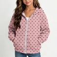 thumbnail image 1 of Maqroz Girls Polka Dots Jackets Cute Print Hoodie Jacket Long Sleeve Zip Up Casual Fall Winter Trendy Outerwear with Pockets Pink,10-11 Years, 1 of 7