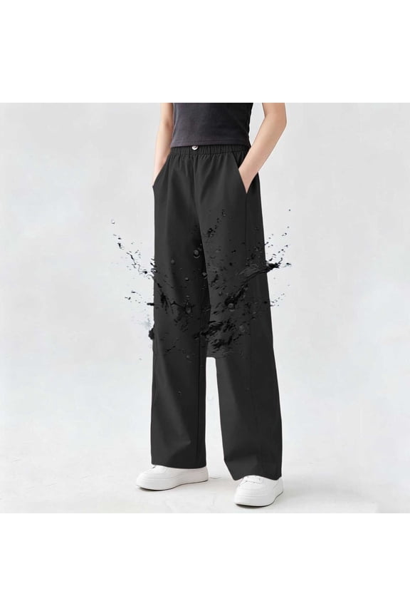 Girls Wide Leg Pants Water Resistant Elastic Waist Hiking Trousers with Pockets UPF Sun Protection Back to School pants 5-15 Years