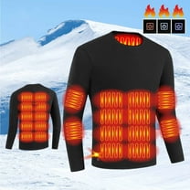 Maqroz Heated Top for Men 3- Level 22 Areas Heating Zones Usb Charging Tops Plus Size Tight Crewneck Underwear Fall Winter Washable Thermal Underwears