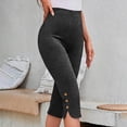 thumbnail image 1 of Maqroz High Waisted Capris for Women Solid Color Slim Fit Cropped Leggings with Button Split Hem Stretch Casual Summer Pants Casual Outings, 1 of 9