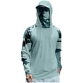 thumbnail image 1 of Maqroz Hooded Sun Shirts for Men with Mask Quick Dry UPF 50++ Sun Protection Fishing Shirt Drawsting UV Rash Guard Cooling Quick Dry Hiking Athletic Workout Shirt Mint Green XXXXL, 1 of 4