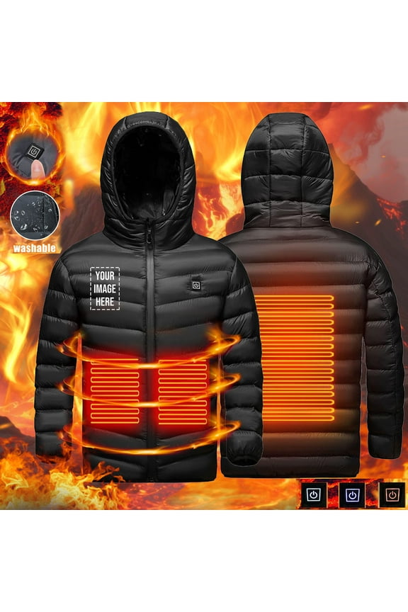 Kids Heated Jacket Boys Girls Lightweight Electric Heated Coat Zip Up Hooded Puffer Jackets Teen Padded Down Jackets Thermal Quilted Toddler Winter Coats Usb Charging Washable, Sizes 4-15