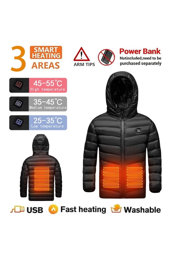 Kids Heated Jacket Boys Girls Youth Hearting Winter Coats Rechargeable Toddler Warm Cold Weather Jacket Thermal Quilted Puffer Coat No Battery