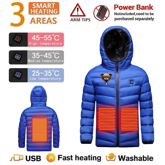 Maqroz Kids Heated Jacket Boys Girls Youth Hearting Winter Coats Rechargeable Toddler Warm Cold Weather Jacket Thermal Quilted Puffer Coat No Battery
