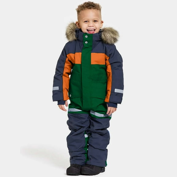 Maqroz Kids One Piece Snowsuit Toddler Girls Boys Ski Snowboard High Visibility Jumpsuits Winter Thicken Warm Waterproof Teen Snow Suit Overalls Insulated Coveralls with Hood, Sizes 1-15, Army Green