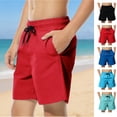 thumbnail image 1 of Maqroz Kids Quick Dry Swim Trunks Boys Board Shorts Elastic Waist Beach Bathing Suit Summer Holiday Pool Bottoms with Drawstring Red,8-9Years, 1 of 8