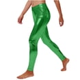 thumbnail image 1 of Maqroz Leggings with Pockets for Women Tummy Control High Elastic Waisted Shiny Metallic Stretch Leggings Pants Slim Fit Spring Summer Fashion Solid Trousers Green L, 1 of 6