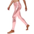thumbnail image 1 of Maqroz Leggings with Pockets for Women Tummy Control High Elastic Waisted Shiny Metallic Stretch Leggings Pants Slim Fit Spring Summer Fashion Solid Trousers Pink XXL, 1 of 6