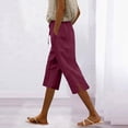 thumbnail image 1 of Maqroz Linen Capri Pants for Women Loose Fit Elastic Waist Lightweight Flowy Cotton Linen Casual Summer Cropped Trousers with Pockets for Beach Vacation, 1 of 5