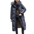 thumbnail image 1 of Maqroz Long Down Coats for Women Thick Quilted Winter Jackets Warm Maxi Padded Puffer Coats Zip Up Heavy Parka Coat Outerwear with Deep Pockets and Faux Fur Hood, Gray M, 1 of 7