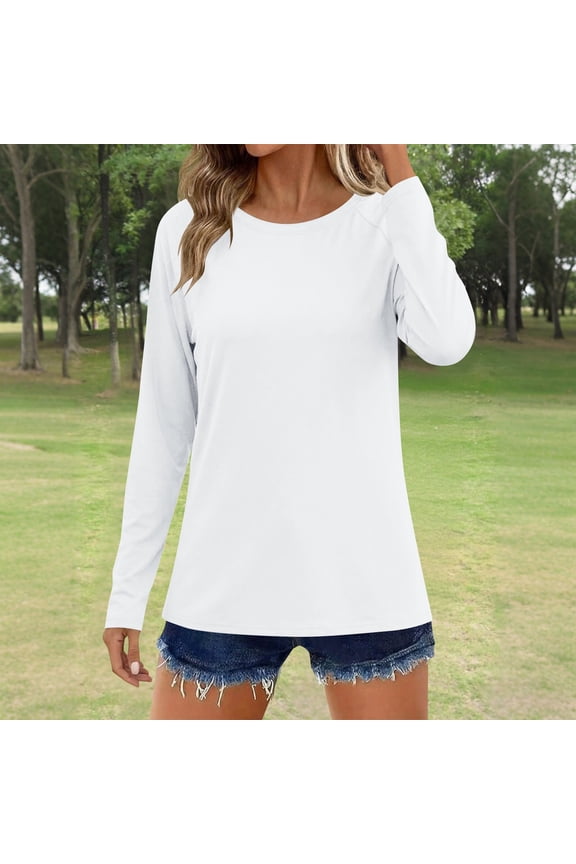 Long Sleeve Swim Shirt Women UPF 50+ UV Sun Protection Top Crew Neck Athletic Rash Guard Lightweight Hiking Fishing Jersey Quick Drying Outdoor Shirt