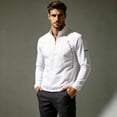 thumbnail image 1 of Maqroz Long Sleeve Workout Tops Men 1/4 Zip Mock Neck Athletic Sun Protection Shirt Moisture Wicking Training Gym Sweatshirt Lightweight Running Golf Top, 1 of 8