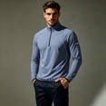 thumbnail image 1 of Maqroz Long Sleeve Workout Tops Men 1/4 Zip Mock Neck Athletic Sun Protection Shirt Moisture Wicking Training Gym Sweatshirt Lightweight Running Golf Top, 1 of 8
