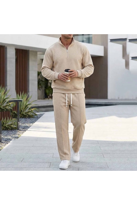 Men's 2-Piece Pajama Set Long Sleeve Button Front Top and Lounge Pants Soft Comfortable Sleepwear Nightwear for Home Relaxation Spring Summer Indoor Casual Wear