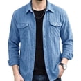 thumbnail image 1 of Maqroz Men's Button Down Shirt Long Sleeve Casual Plus Size Shirt Jacket Fashion Lightweight Formal Shacket Outerwear Tops with Double Pockets, 1 of 5