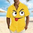 thumbnail image 1 of Maqroz Men's Funny Face Button Down Shirt Plus Size Short Sleeve Casual Summer Beach Hawaiian Shirt Playful Graphic Print Vacation Tops, 1 of 5
