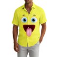 thumbnail image 1 of Maqroz Men's Plus Size Button Down Shirt Short Sleeve Funny Face Graphic Shirts Casual Summer Holiday Vacation Beach Hawaiian Top Novelty Graphic Tops, 1 of 6