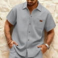 thumbnail image 1 of Maqroz Men's Short Sleeve Knit Button Down Shirt Casual Summer Beach Shirt Lightweight Breathable Textured Dress Shirt with Pocket for Vacation Travel, 1 of 6