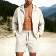 thumbnail image 1 of Maqroz Men's Summer 2-Piece Hoodie and Shorts Set Lightweight Zip Up Shirt with Athletic Short Pants Casual Sportswear Jogging Running Workout Outfit, 1 of 9