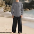 thumbnail image 1 of Maqroz Men's Summer 2-Piece Long Sleeve Button Down Top with Wide Leg Trousers Casual Business Wear Office Smart Relaxed Coordinated Lightweight Outfit with Pockets, 1 of 5