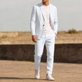 thumbnail image 1 of Maqroz Mens 2 Piece Suit Set Classic Blazer Suits Notched Collar Button Down Jacket & Pants Solid Dressy Formal Outfits Long Sleeved Lightweight Sets with Pockets, 1 of 9