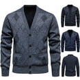 thumbnail image 1 of Maqroz Mens Classic Cardigan Button Up V Neck Sweater Diamond Pattern Long Sleeve Cardigans Casual Formal Sweater for Men, 1 of 4