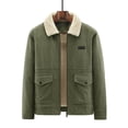 thumbnail image 1 of Maqroz Mens Corduroy Jacket Fleece Lined Trucker Jackets Zip Up Turndown Coat with Pockets Plus Size Warm Coats Stylish Solid Color Winter Outerwear, 1 of 6