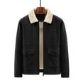 thumbnail image 1 of Maqroz Mens Corduroy Jacket Fleece Lined Trucker Jackets Zip Up Turndown Coat with Pockets Plus Size Warm Coats Stylish Solid Color Winter Outerwear, 1 of 6