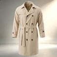 thumbnail image 1 of Maqroz Mens Double Breasted Trench Coat Mid Length Classic Lapel Collar Fall Winter Windbreaker Outerwear Casual Business Overcoat with Waist Belt, (Khaki,M), 1 of 7