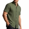 thumbnail image 1 of Maqroz Mens Fashion Tops Casual Short Sleeve Button Down Shirt Crinkle Texture Lightweight Vacation Holiday Resort Wear Essential, 1 of 7