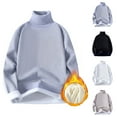 thumbnail image 1 of Maqroz Mens Fleeced Lined Sweaters Long Sleeve Turtleneck Sweater Fashion Solid Color Pullovers Plus Size Casual Loose Pullover Fall Winter Warm Top, 1 of 3