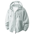 thumbnail image 1 of Maqroz Mens Full Zip UPF 50+ Sun Protection Hoodie Jackets with Pockets Long Sleeve Sun Shirts Adjustable Cooling Lightweight Athletic Track Jacket Travel Hiking Fishing Outdoor Silver M, 1 of 7