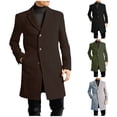thumbnail image 1 of Maqroz Mens Knee Length Trench Coat Windproof Keep Warm Overcoat Notched Lapel Long Jacket Single Breasted Classic Winter Overcoats Casual Stylish Coats with Pockets, 1 of 5
