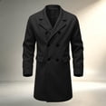 thumbnail image 1 of Maqroz Mens Long Double Breasted Trench Coat Notch Lapel Collar Winter Warm Overcoat Casual Business Formal Outerwear Heavyweight Classic Long Jacket, (Black,XXL), 1 of 9
