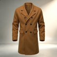 thumbnail image 1 of Maqroz Mens Long Double Breasted Trench Coat Notch Lapel Collar Winter Warm Overcoat Casual Business Formal Outerwear Heavyweight Classic Long Jacket, (Yellow,L), 1 of 9