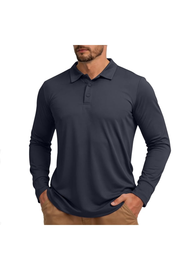 Mens Long Sleeve Sun Shirts SPF 50 Sun Protection Quick Dry Golf Shirt Lightweight Button Down Fishing Running Rash Guard Outdoor Collared Shirt Dark Gray L