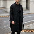 thumbnail image 1 of Maqroz Mens Long Trench Coat Double Breasted Notch Lapel Fall Winter Windbreaker Casual Business Formal Overcoat Classic Outerwear with Waist Belt, (Black,XXL), 1 of 5