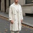 thumbnail image 1 of Maqroz Mens Long Trench Coat Double Breasted Notch Lapel Fall Winter Windbreaker Casual Business Formal Overcoat Classic Outerwear with Waist Belt, (Khaki,M), 1 of 5