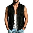 thumbnail image 1 of Maqroz Mens Outerwear Vests Faux Suede Sleeveless Jacket Stand Collar Zip Up Daily Coat with Pockets Black,M, 1 of 6