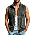 thumbnail image 1 of Maqroz Mens Outerwear Vests Faux Suede Sleeveless Jacket Stand Collar Zip Up Daily Coat with Pockets Gray,L, 1 of 6